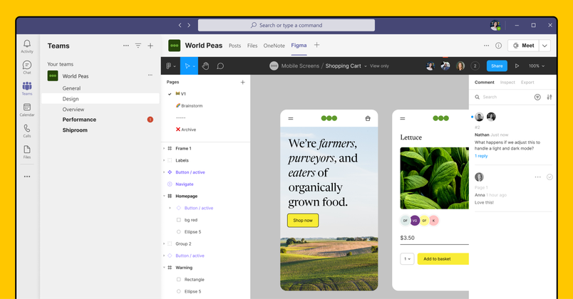Screenshot of Figma interface within Microsoft Teams