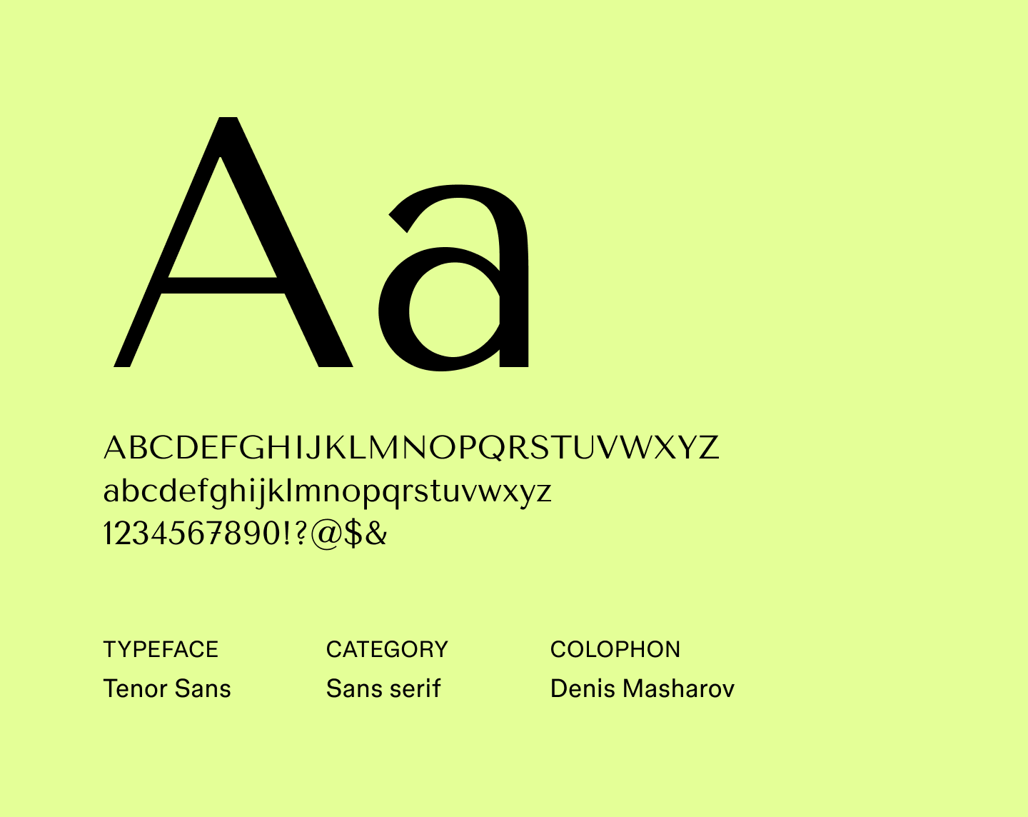 Example text using the sans serif font Tenor sans.