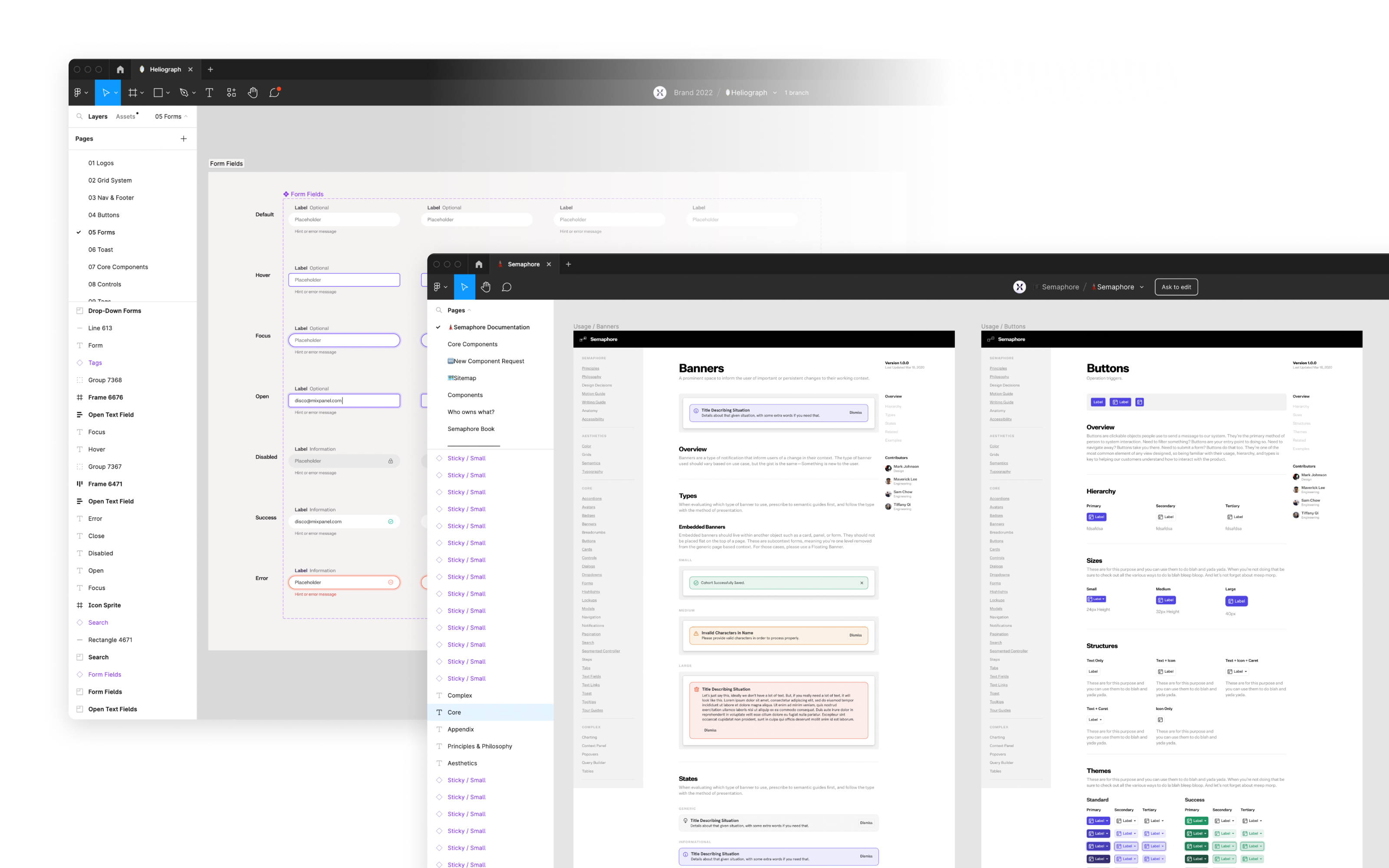 Images of Figma files with a design library featured