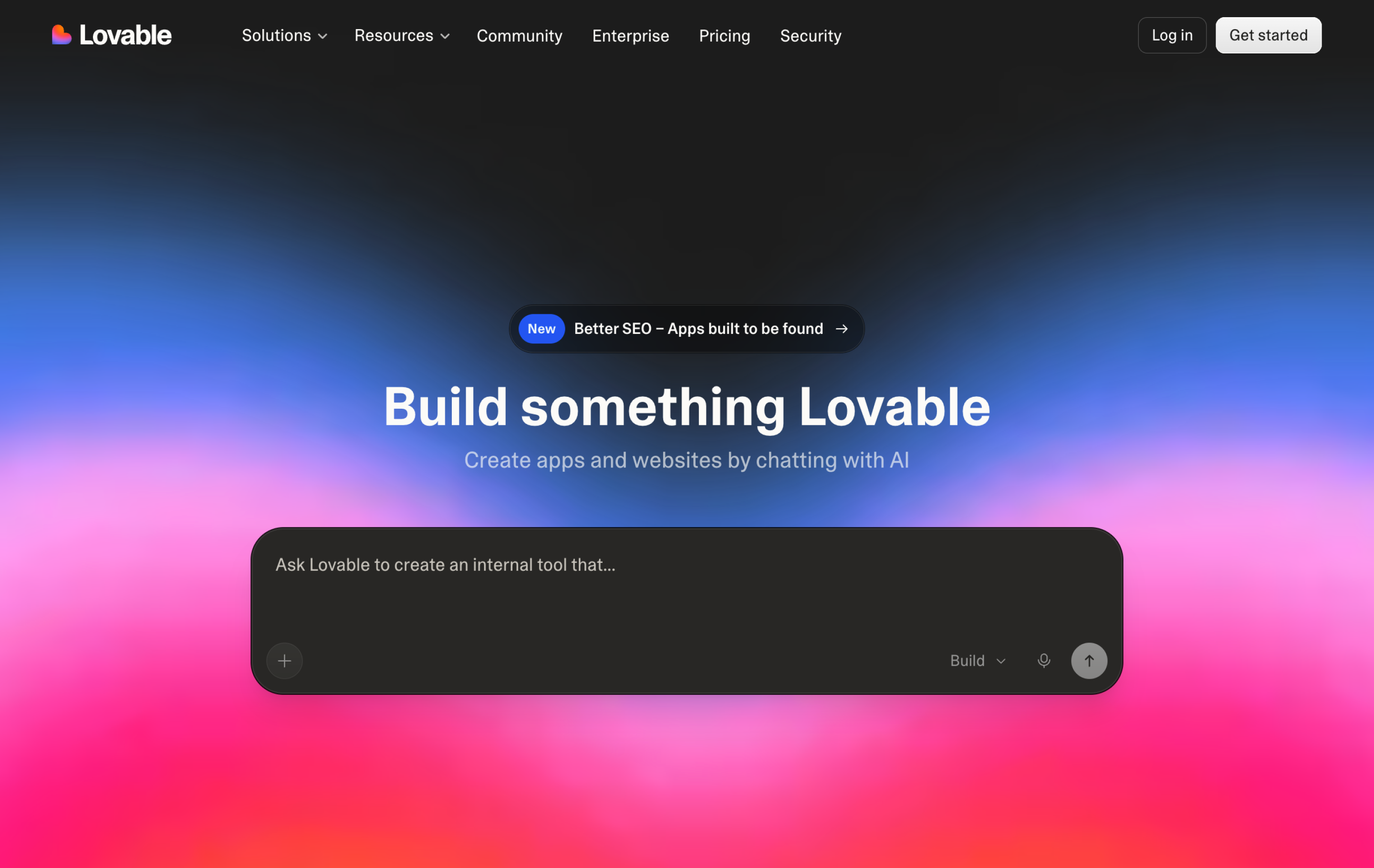 A screenshot of the Lovable.dev home page.