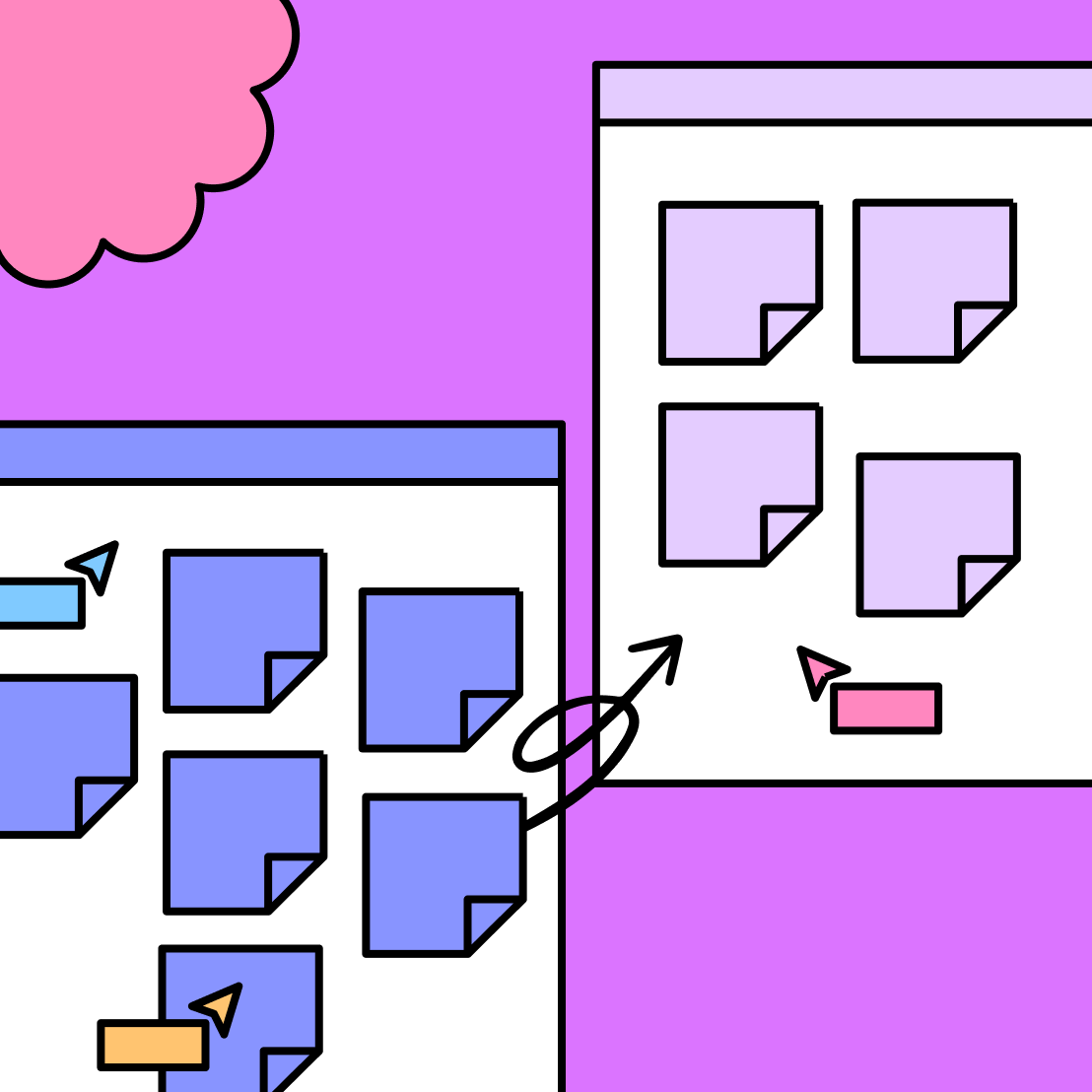 flèche reliant deux modules de notes