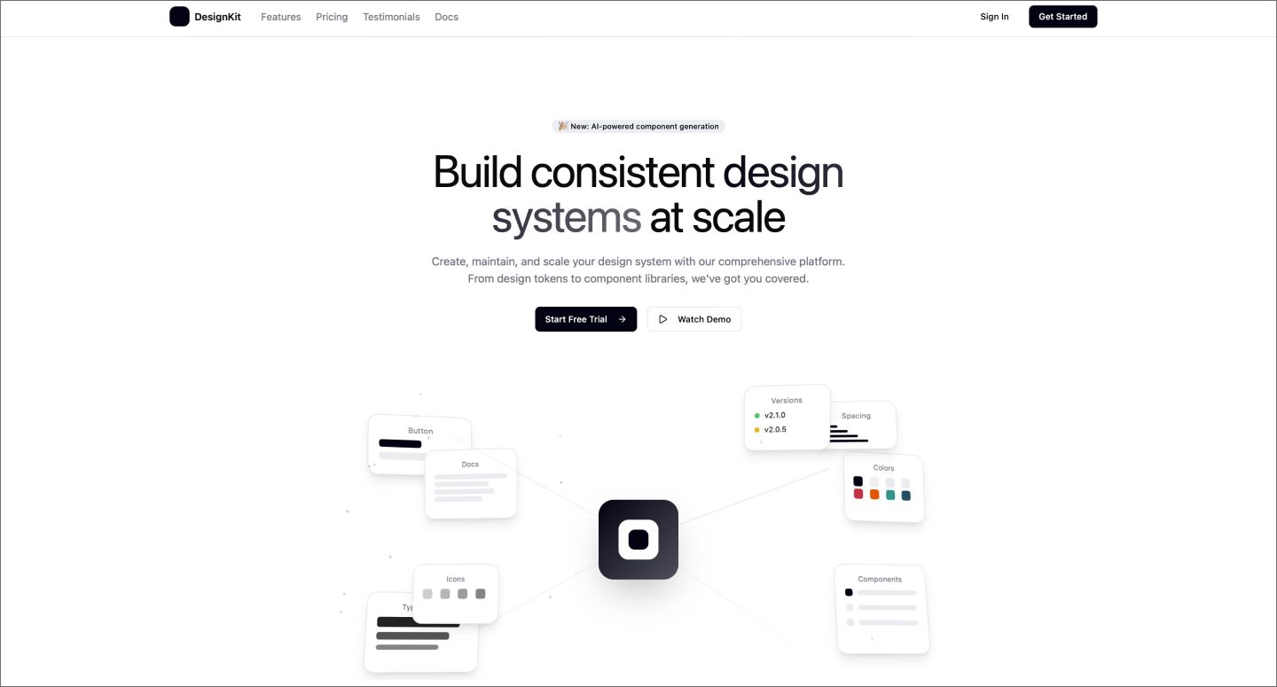 Screenshot of the design system landing page, created using Figma Make.]