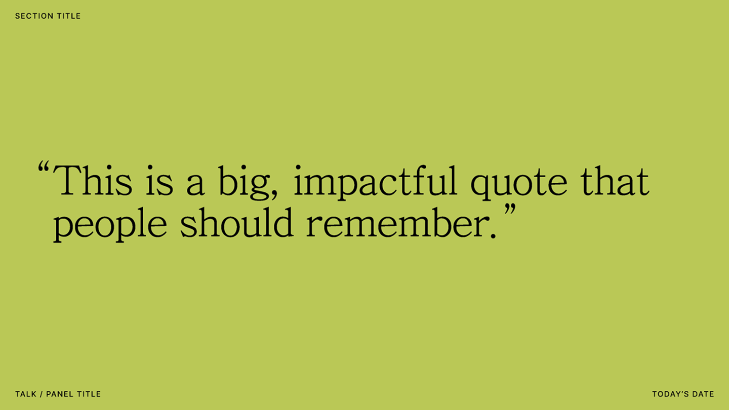 Presentation slide featuring a template for a quote