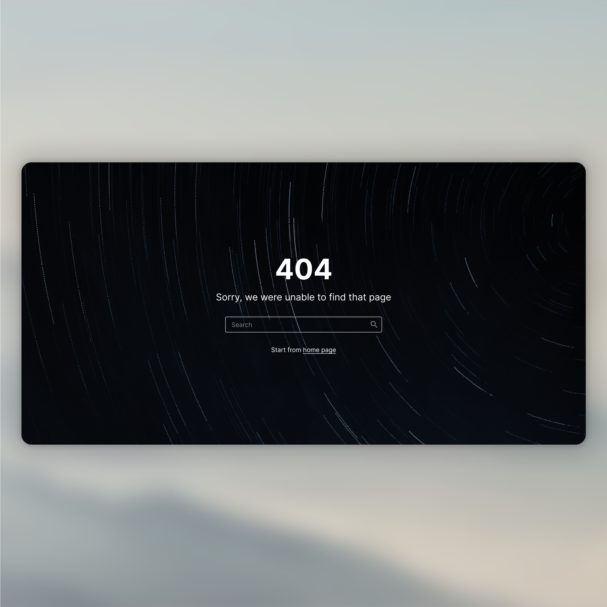 minimal 404 page design