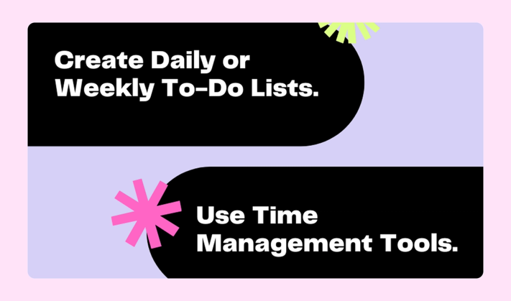 An example infographic that includes time management tips for college students