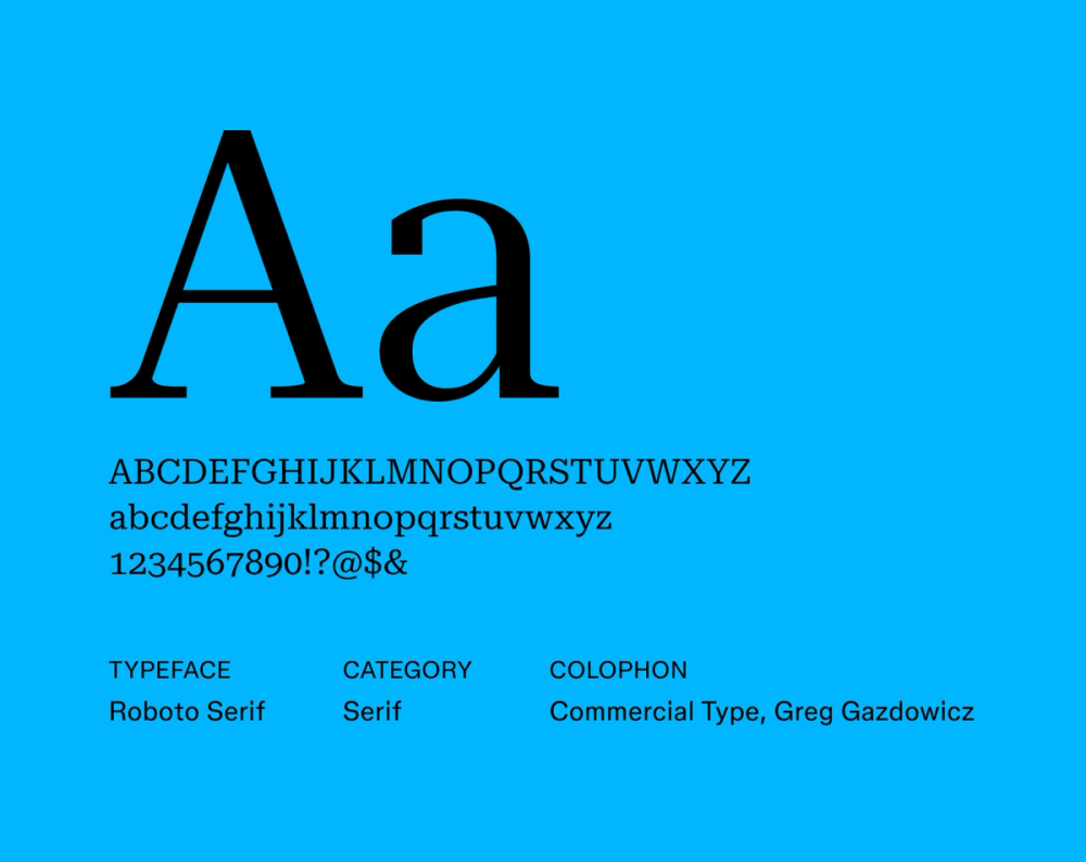 Example text showing Roboto Serif font.