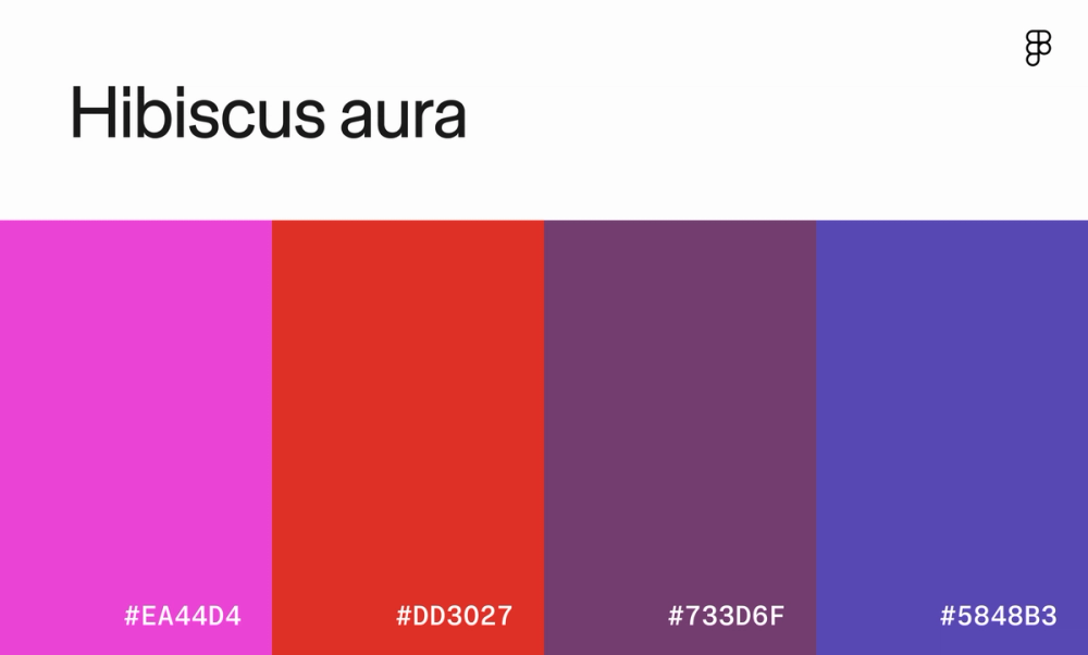 Color scheme with neon pink, cherry red, plum, and royal blue.