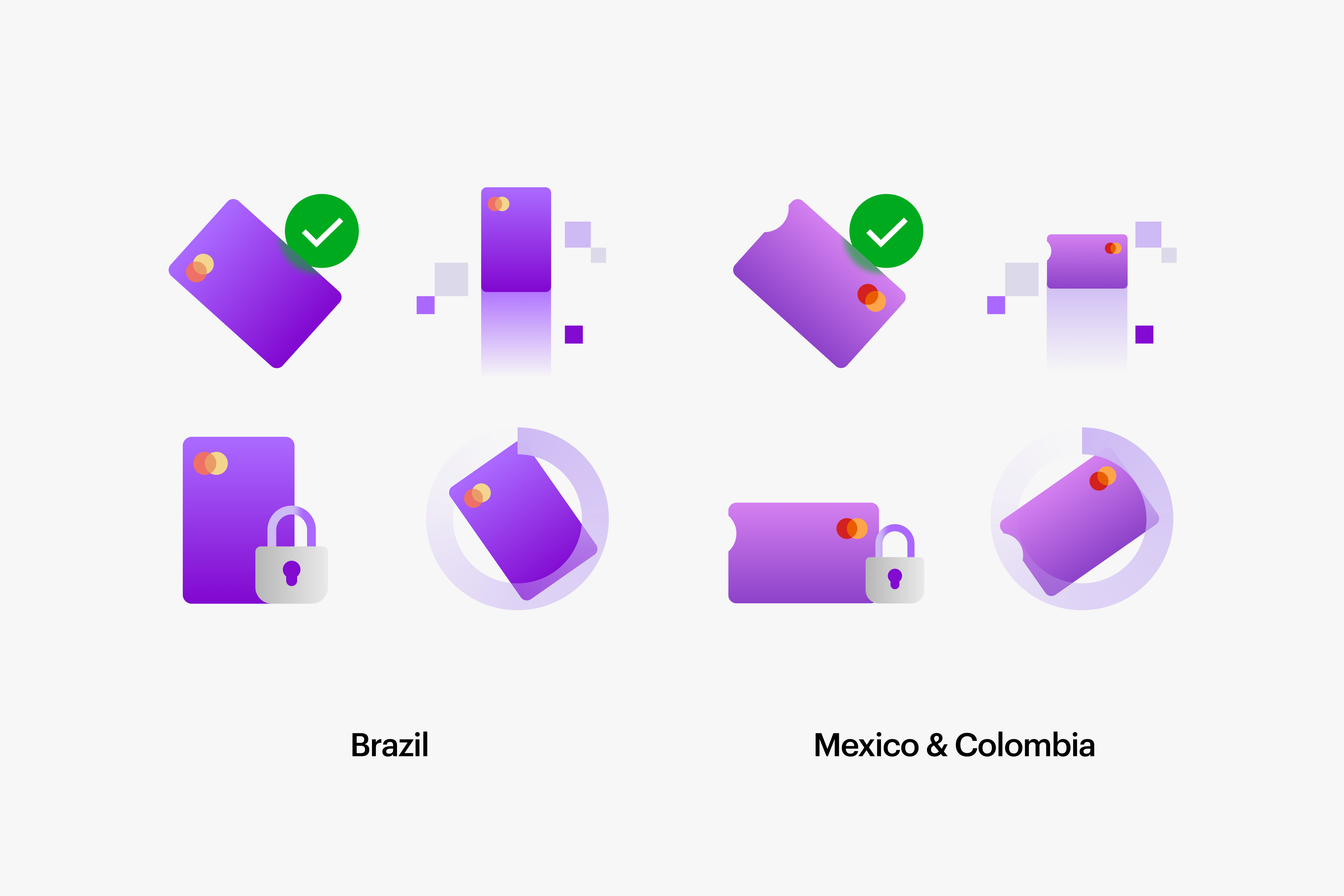 Ilustrações do Nubank no Brasil, México e Colômbia