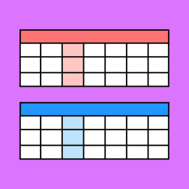 2 colorful images of 7x3 schedules over a purple background