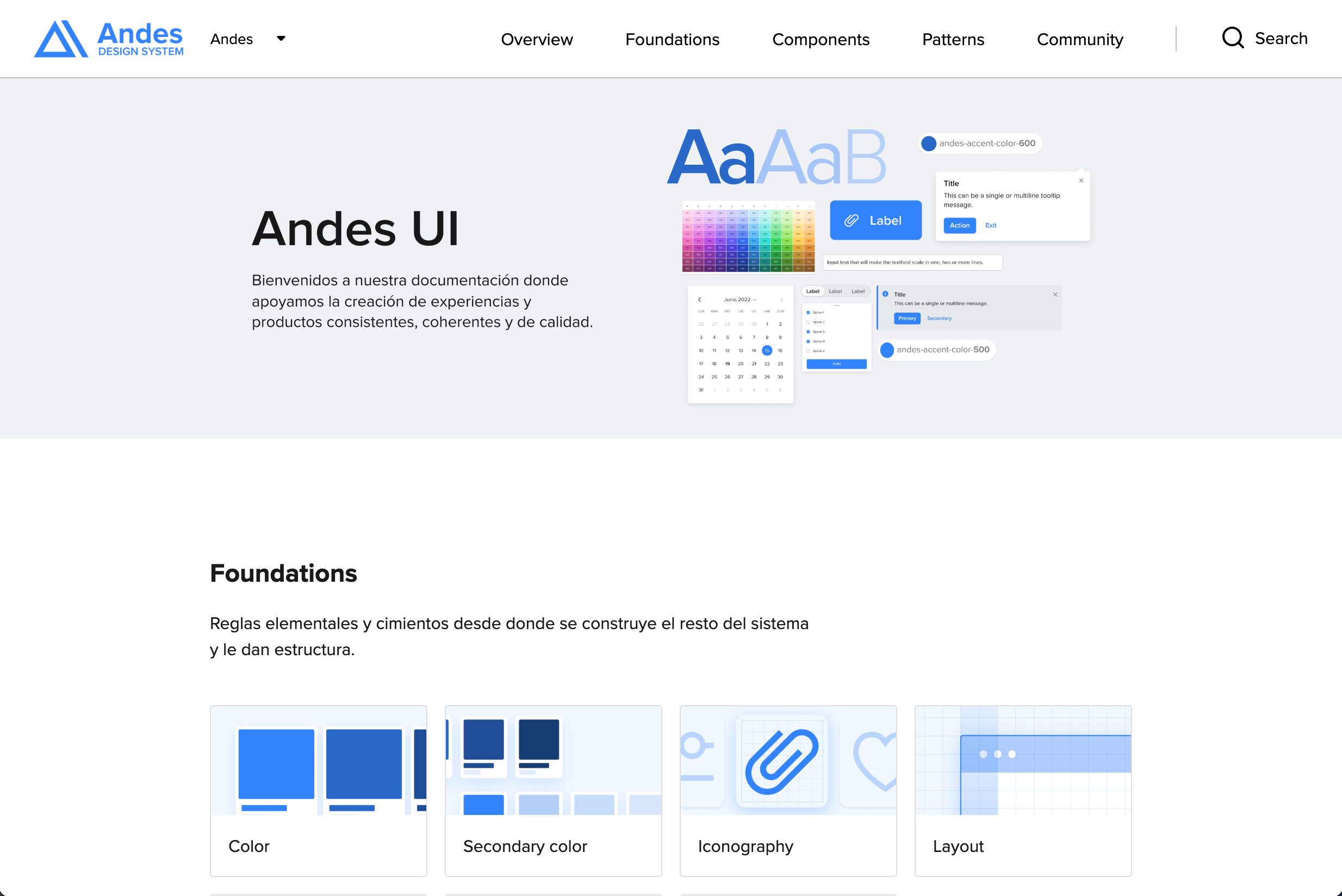 Capture d'écran du design system de Mercado Libre