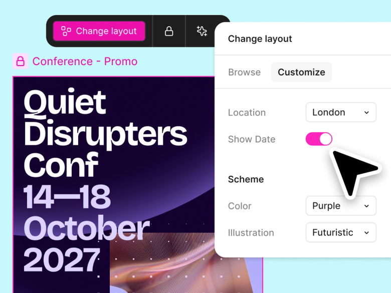 Change layout dialog to show date toggled
