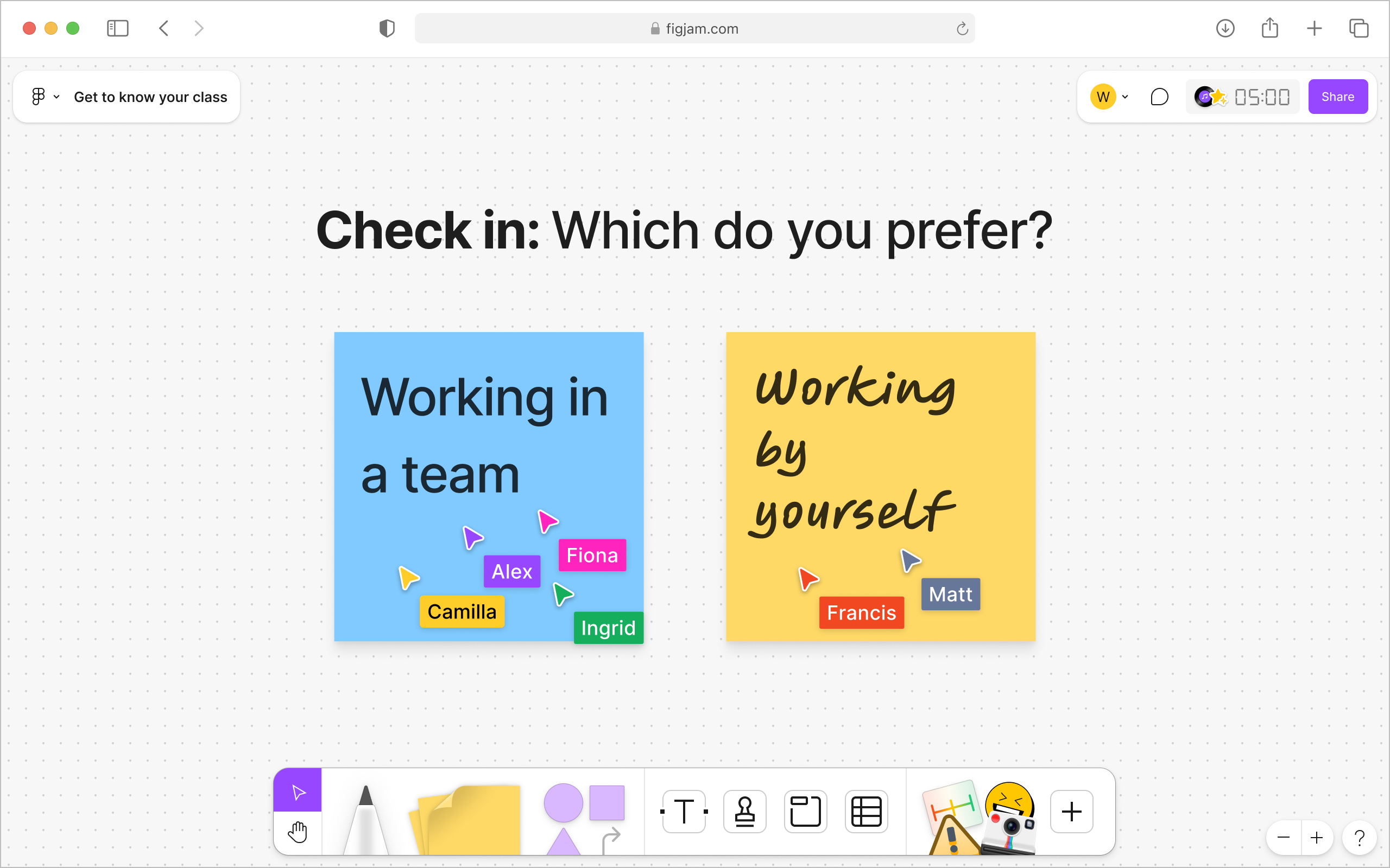 Cursors on sticky note