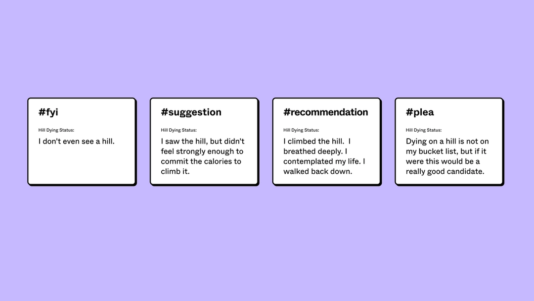 Four "flashtags" showing their respective titles and description