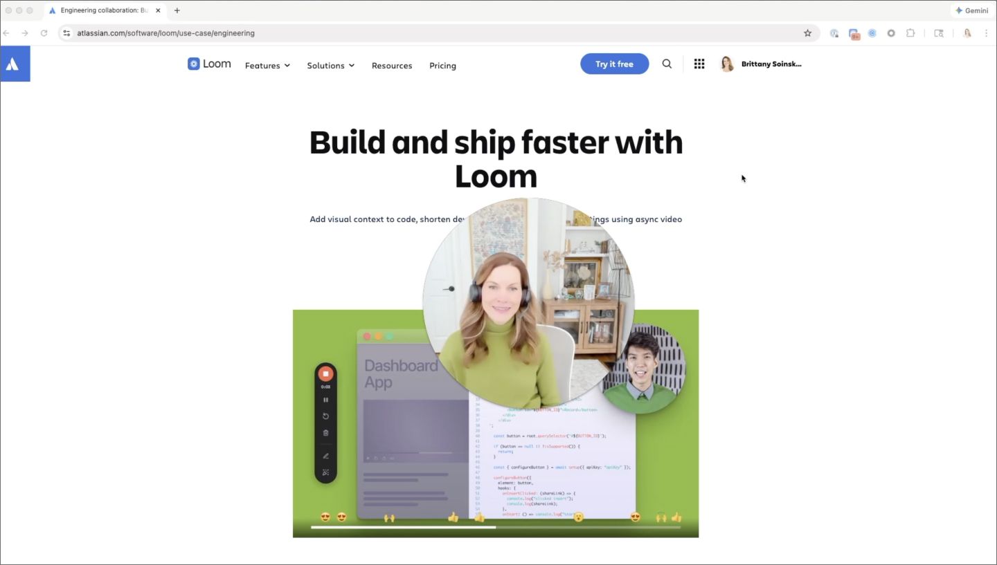Loom video player interface with a screen recording and time-stamped comments, used for async video feedback and high-context visual documentation.