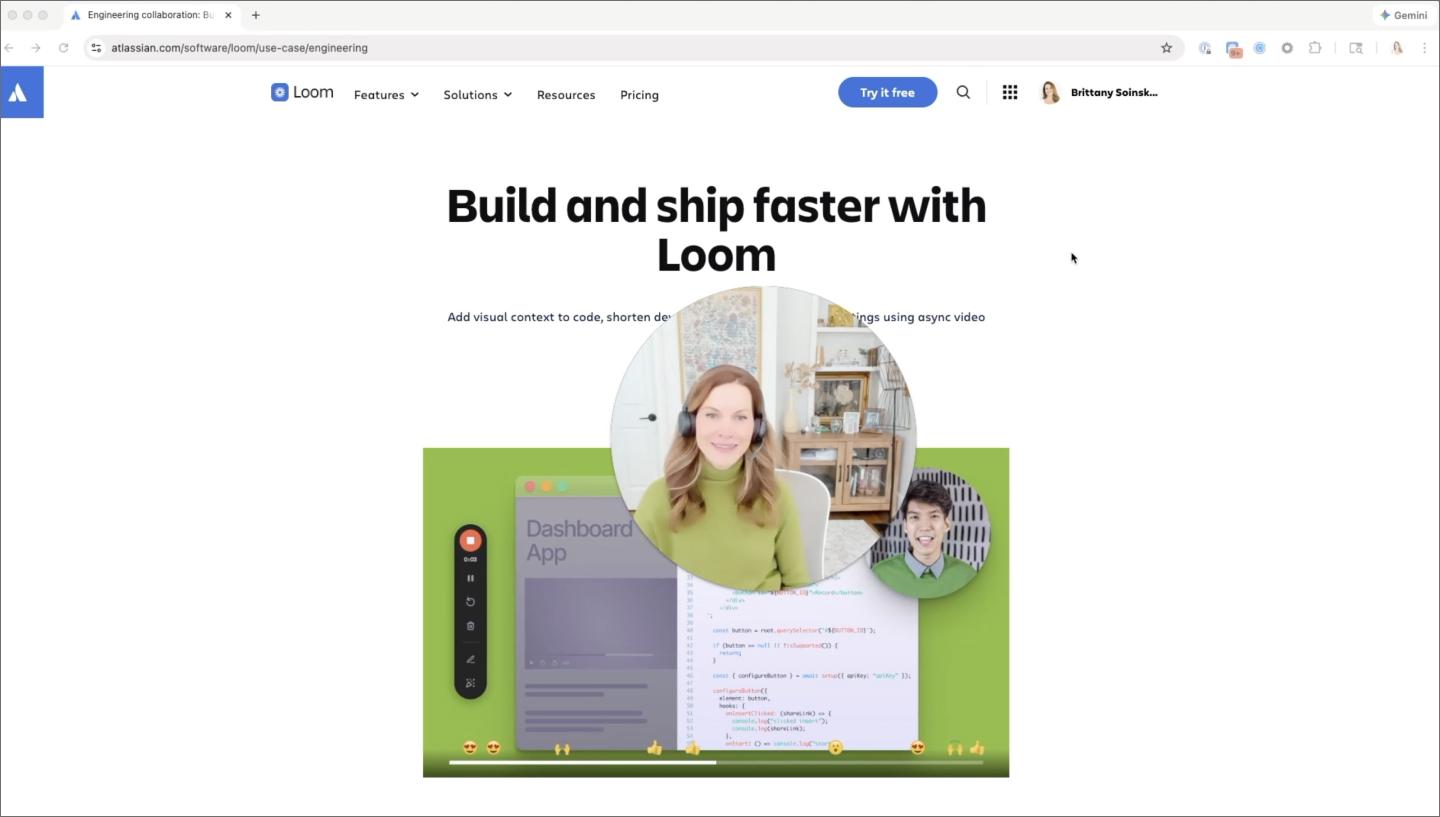 Loom video player interface with a screen recording and time-stamped comments, used for async video feedback and high-context visual documentation.