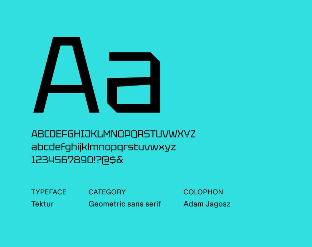 Tektur futuristic font example.