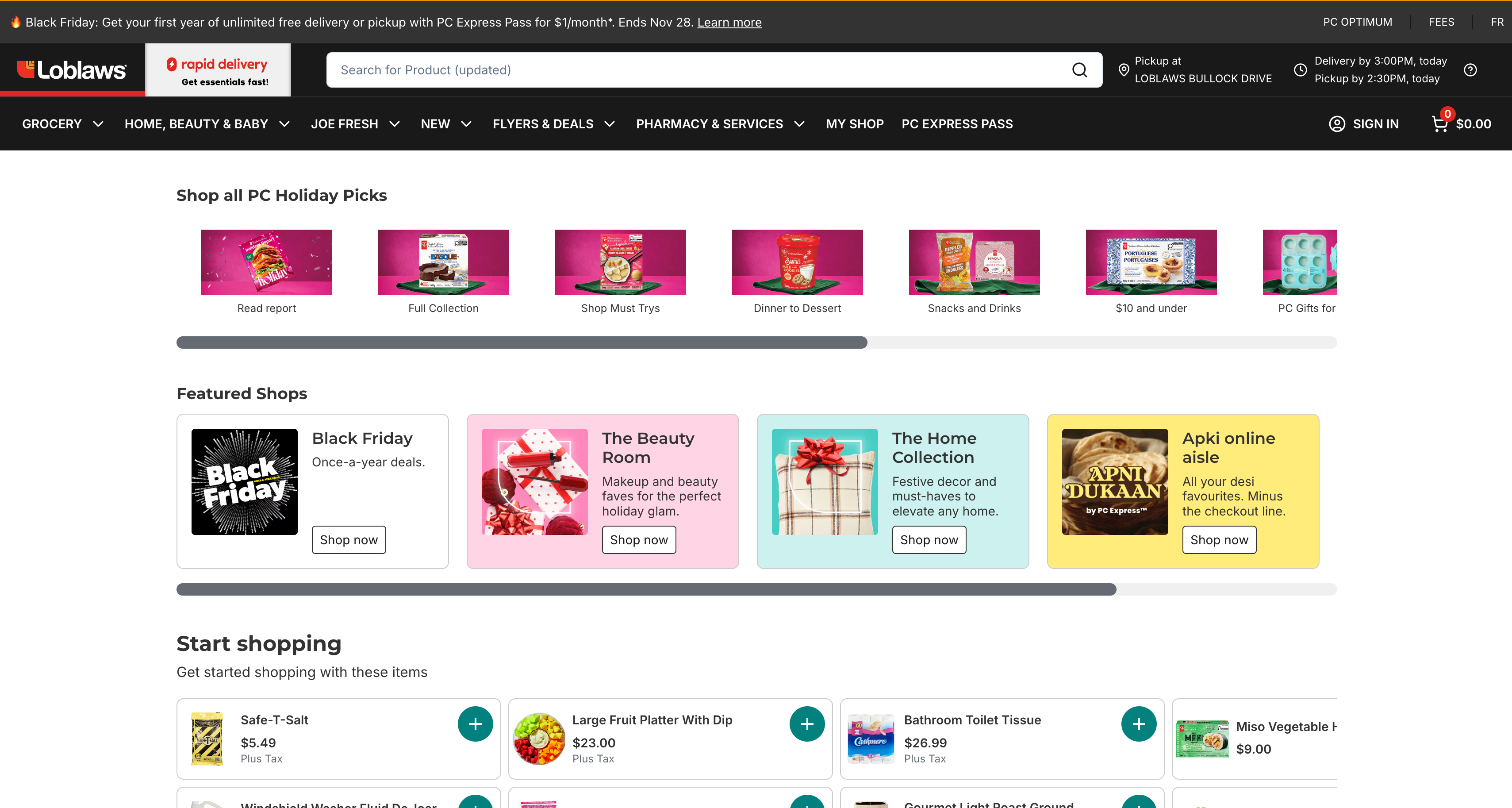 Loblaw’s redesigned homepage experience