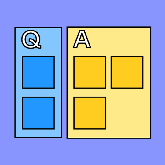 question and answer sections on an online whiteboard