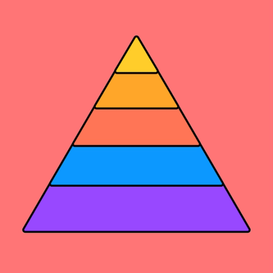 triangle divided up into multicolored sections
