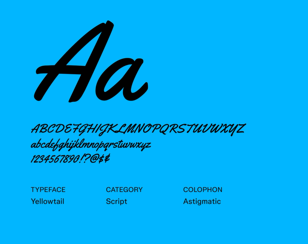 Example text showing Yellowtail