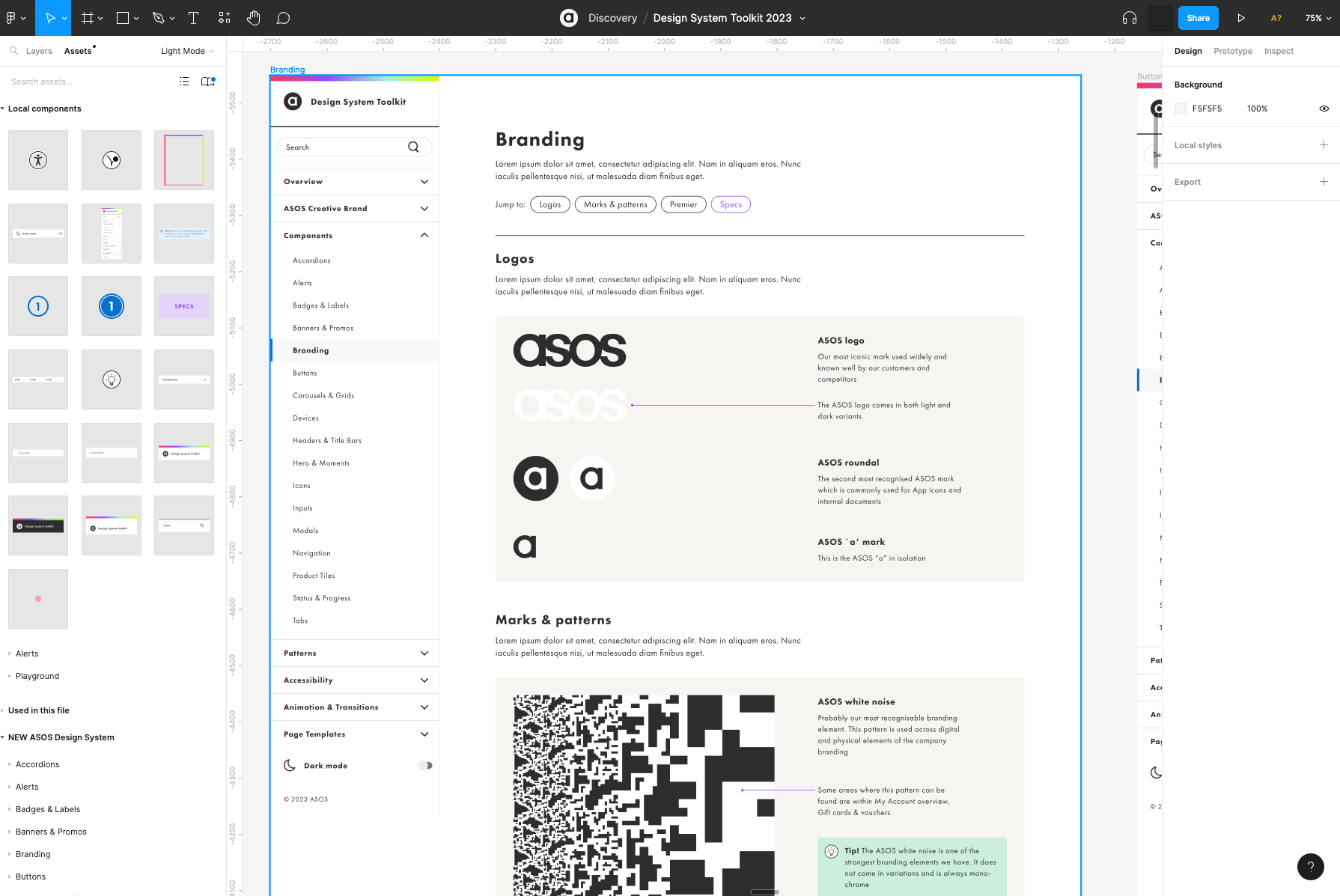 Asos' brand design system built within Figma