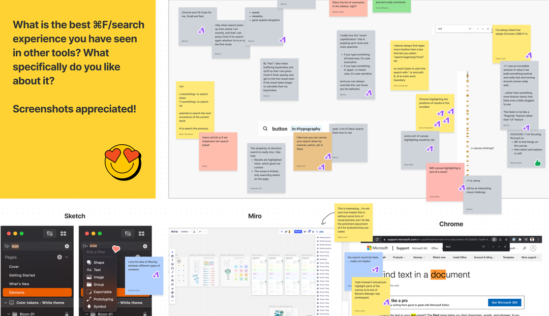 Stickies and prompts in a FigJam canvas during a brainstorm