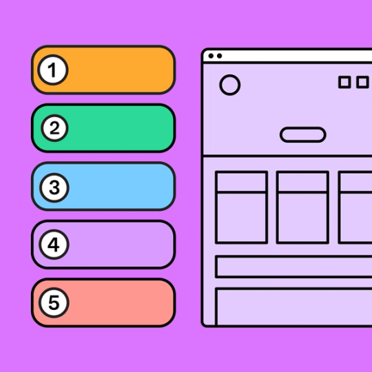 five colorful rectangles labeled with the numbers one through five