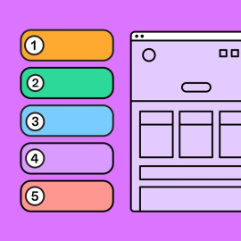 five colorful rectangles labeled with the numbers one through five