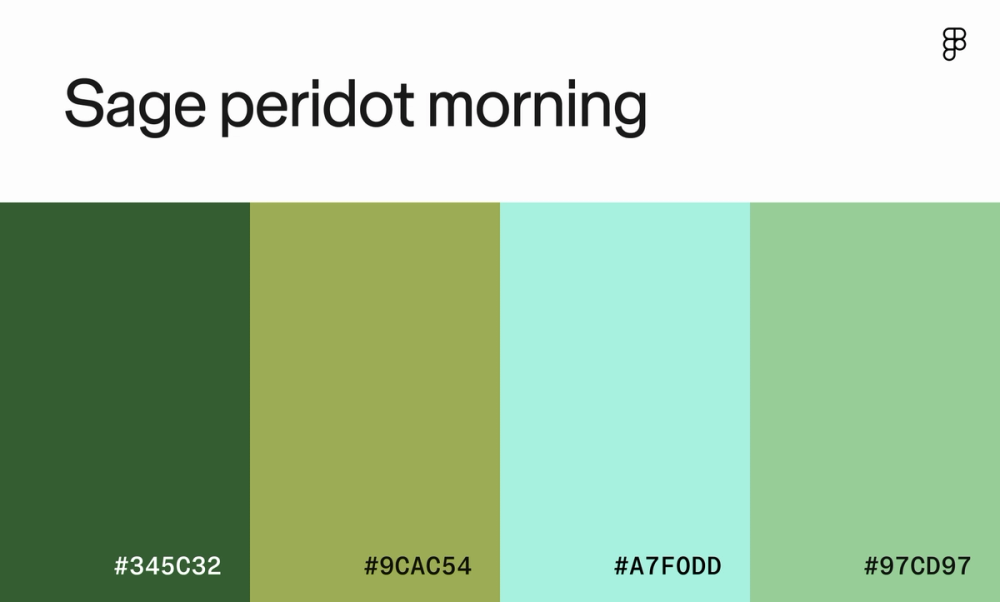 Cool color scheme with bright shades of green and blue. 