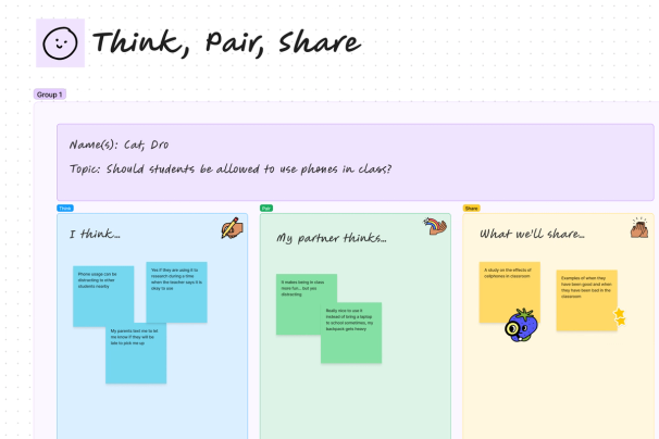 think, share, pair template screenshot