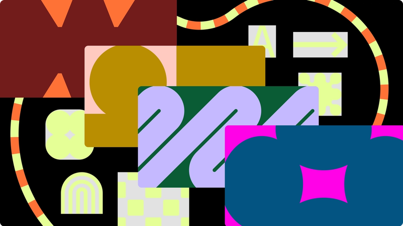 抽象的な形で満たされたレイヤーフレームを示すイラスト