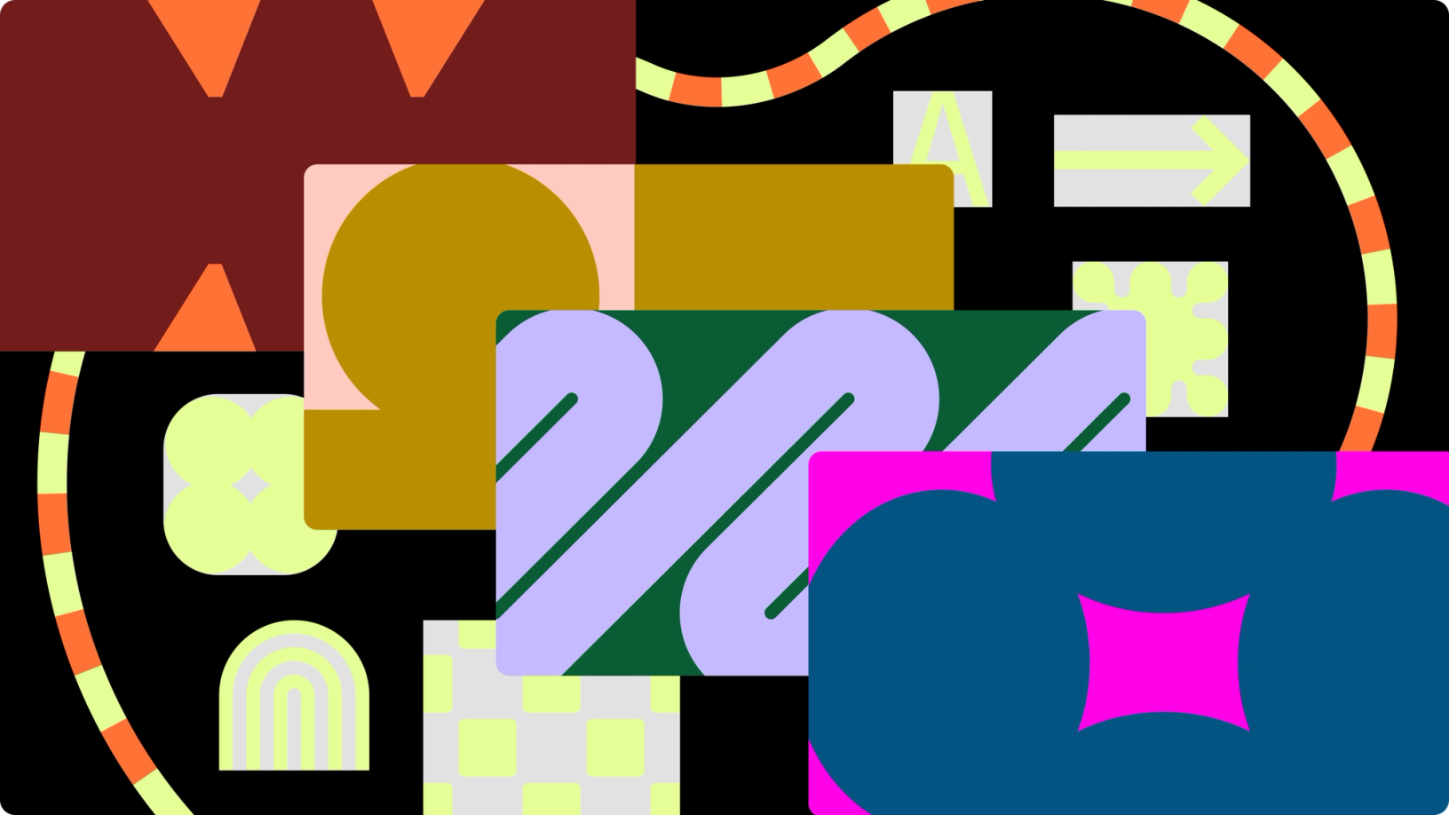 An illustration shows layered frames filled with abstract shapes