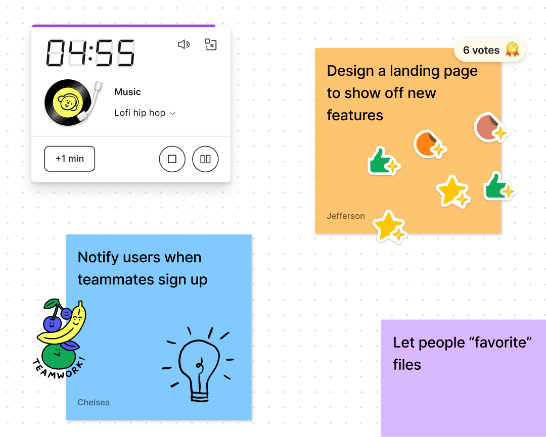 टाइमर और संगीत के साथ स्टिकी नोट्स