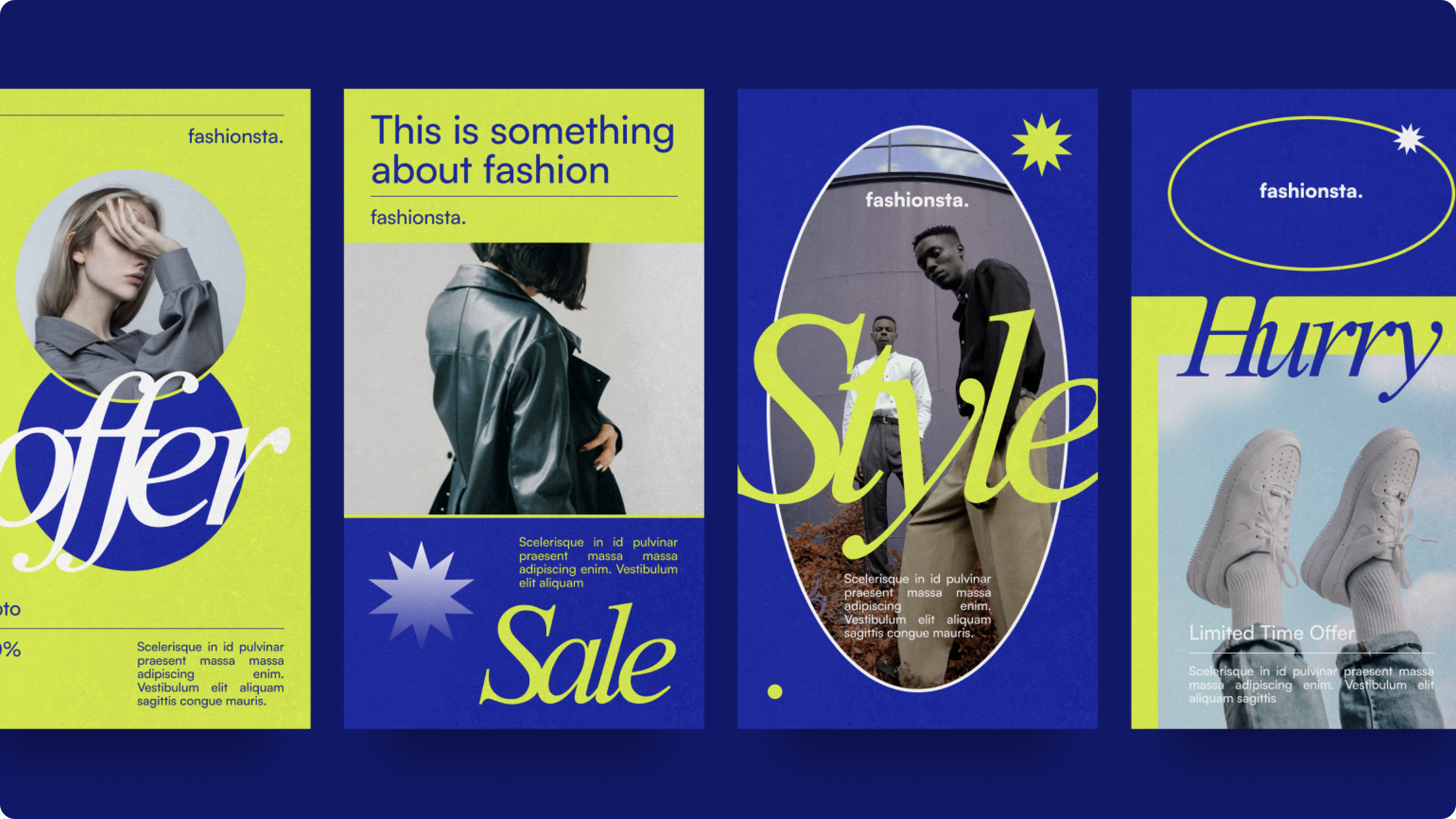 Colorful blue and green templates for Facebook stories from Figma