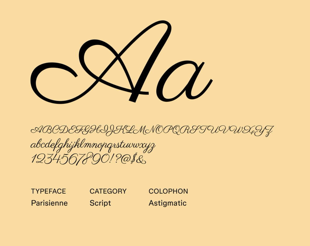 Example text showing Parisienne