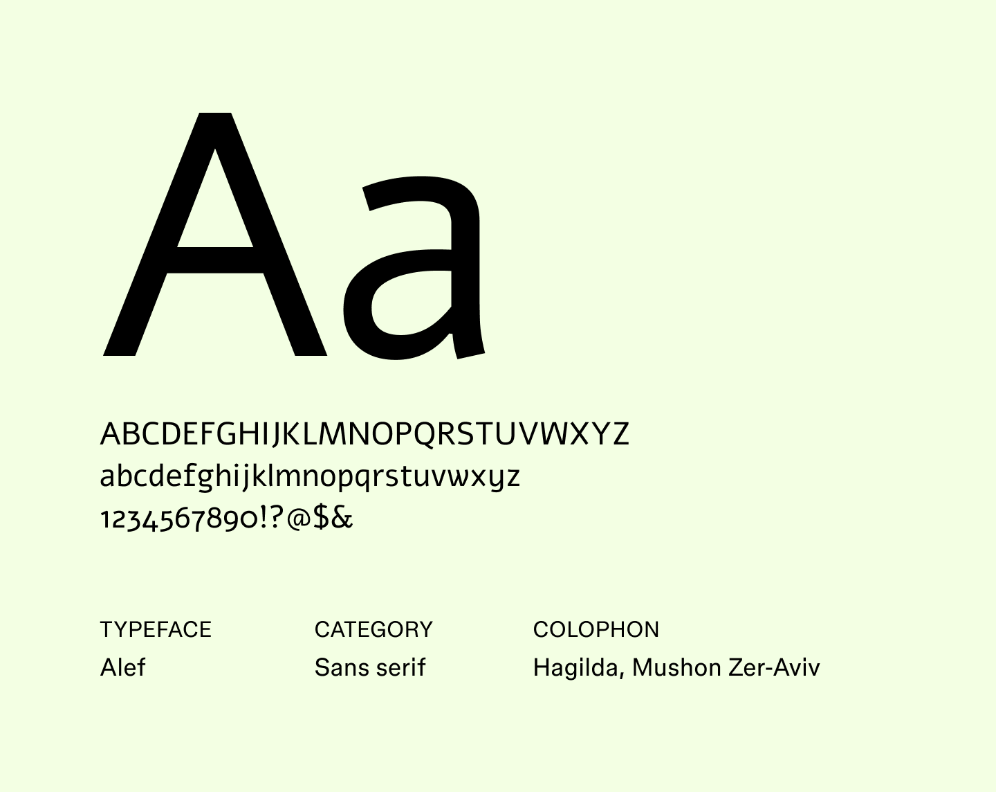 Example text using the sans serif font Alef.