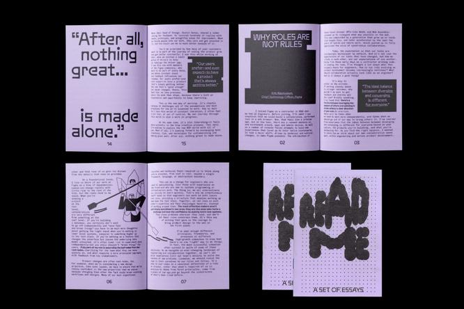 four scans of a smaller purple zine on a black backgorund