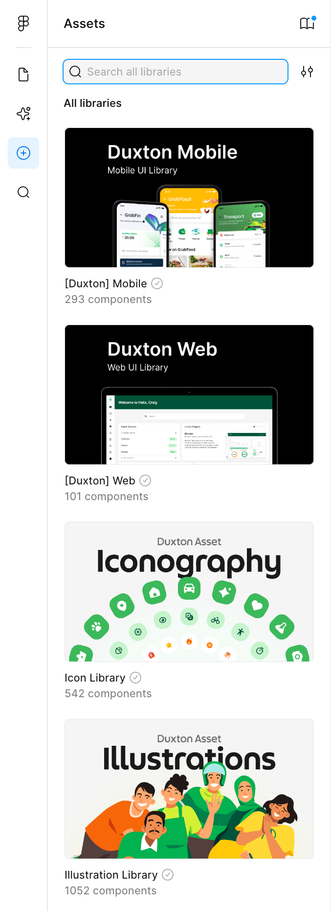 Grab’s shared asset library on Figma