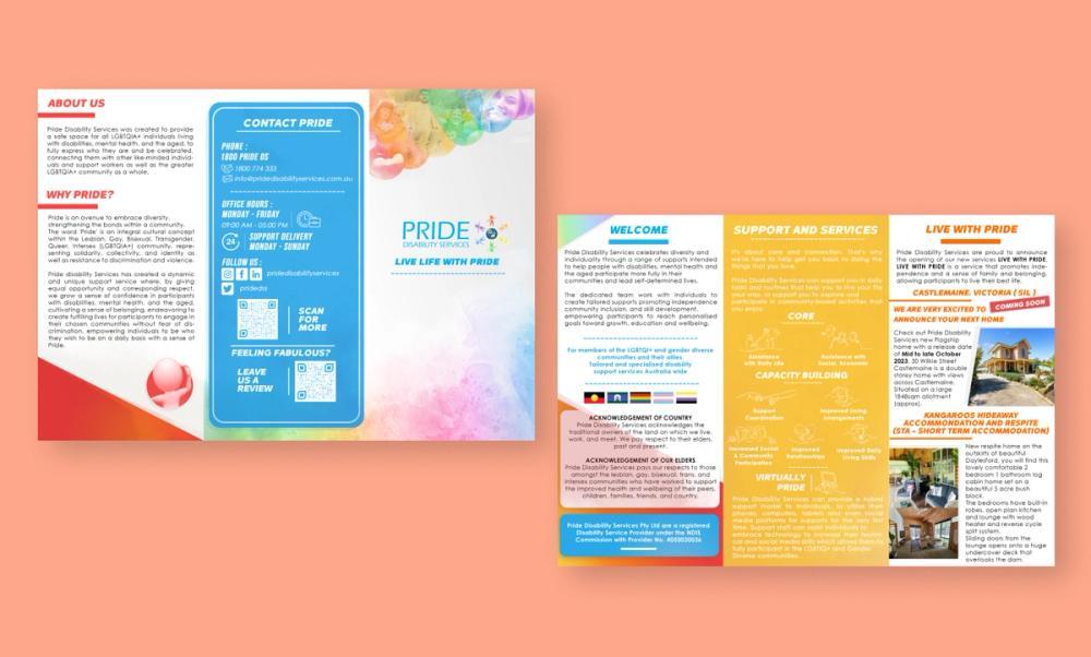Screenshot of colorful pride brochure