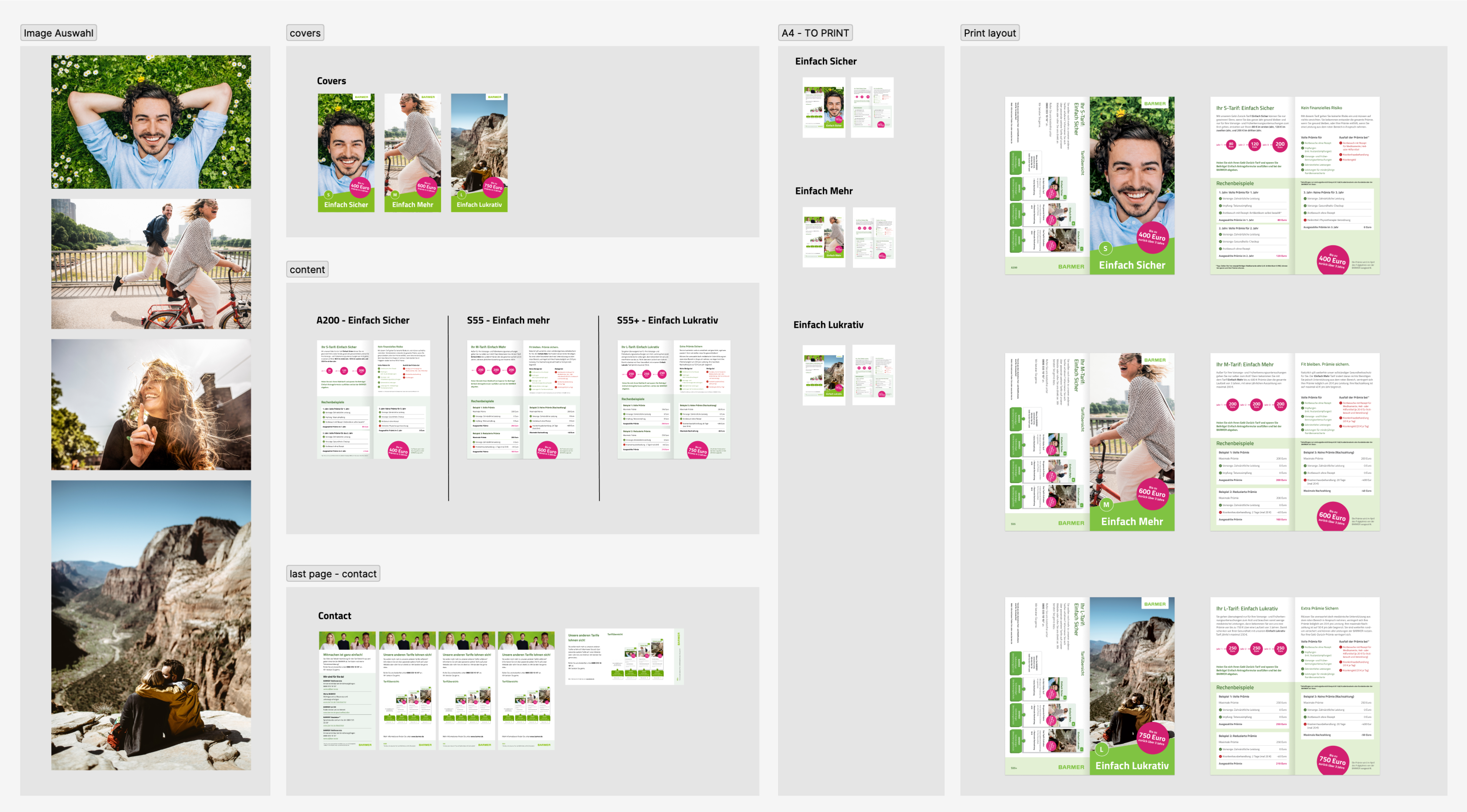 Prototypes of designs in Figma