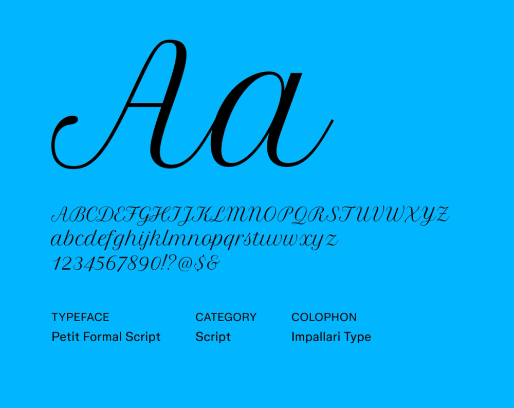 Example text showing Petit Formal Script