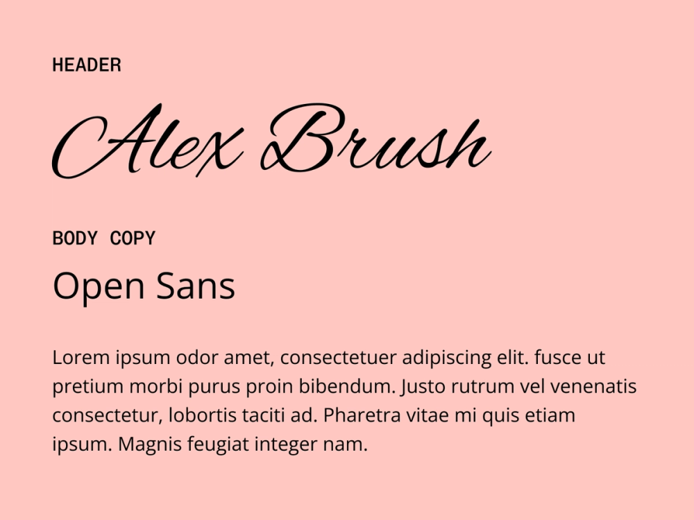 Alex Brush and Open Sans wedding font pairing