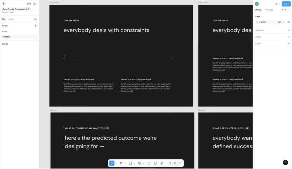 A screenshot of a case study template in the Figma Community.