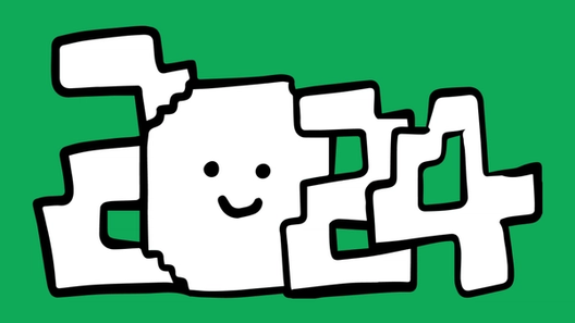 Illustration of 2024 in pixelated font and a smiling 0