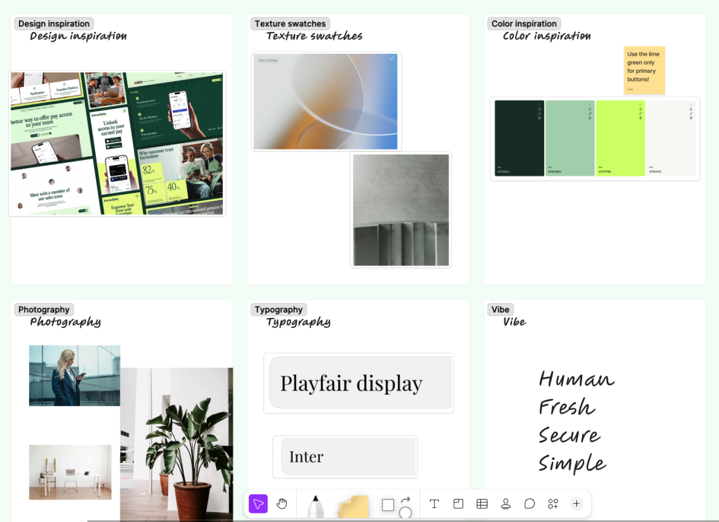 Example of a mood board for a fintech company.