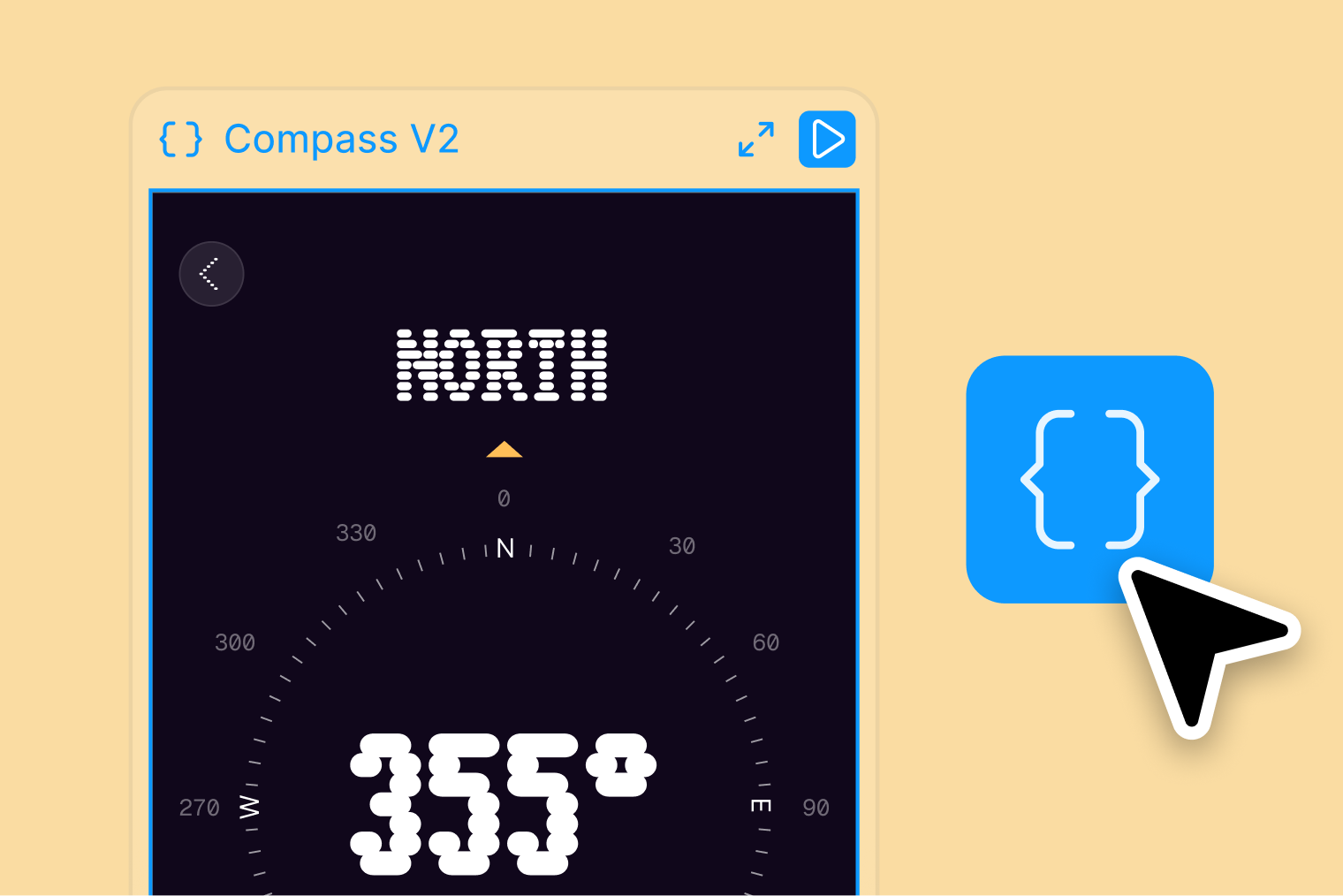 Compass design screen using code layer icon