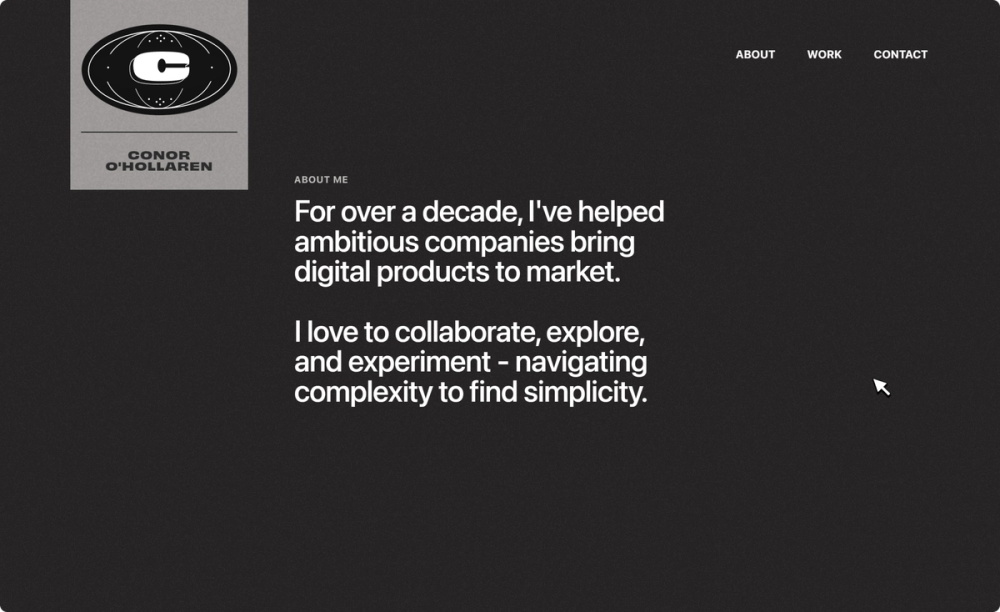 Ein Screenshot der Portfolio-Website von Conor O’Hollaren.