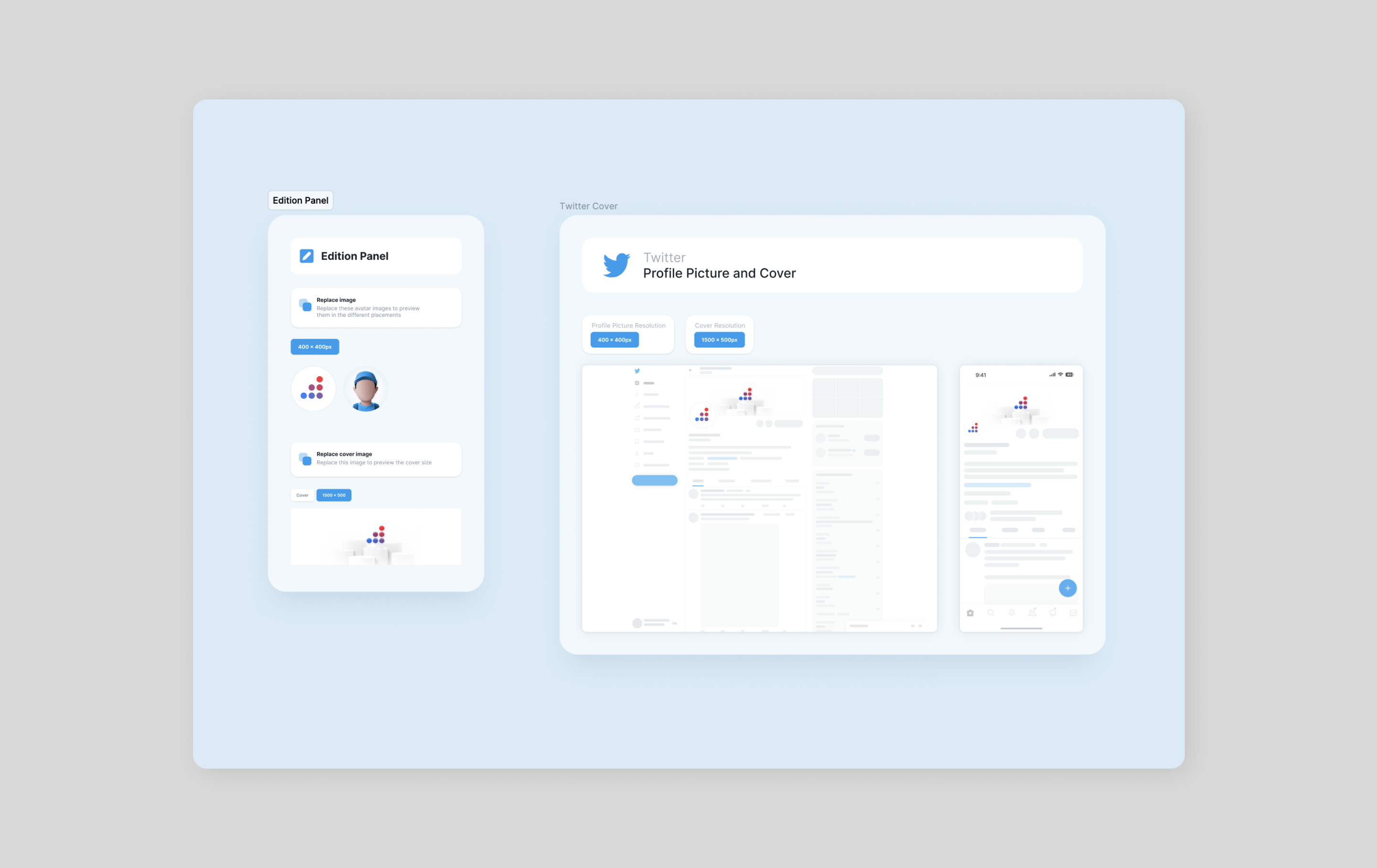 Screenshot of sizing template for profile photos on X from the Figma Community.