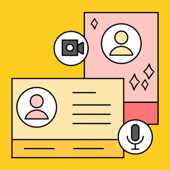 virtual invitation examples with video and microphone icons