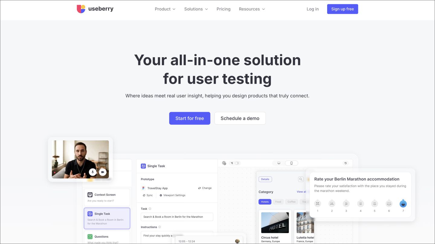 Screenshot of the Useberry home page.
